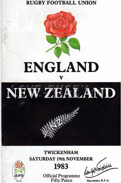 1983 England v New Zealand  Rugby Programme